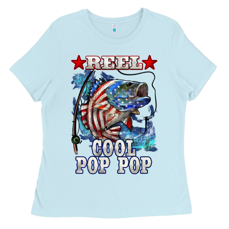 Reel Cool Pop Pop American Flag Bass Ladies Tee by LillyAllenDesigns | Teevron