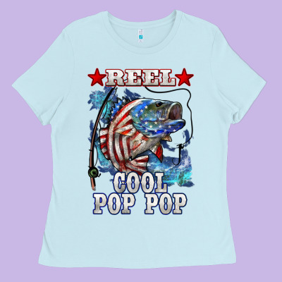 Reel Cool Pop Pop American Flag Bass Ladies Tee Designed By Lillyallendesigns