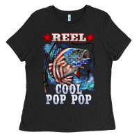 Black reel cool pop pop american flag bass Ladies Tee - LillyAllenDesigns