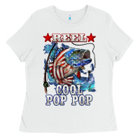 White reel cool pop pop american flag bass Ladies Tee - LillyAllenDesigns