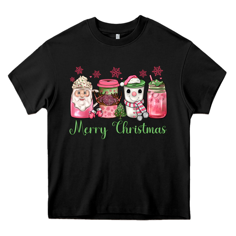 Pink  Merry Christmas Coffee Heavy Core Tee by JahusDesignShop | Teevron