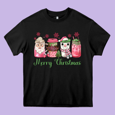 Pink  Merry Christmas Coffee Heavy Core Tee Designed By Jahusdesignshop