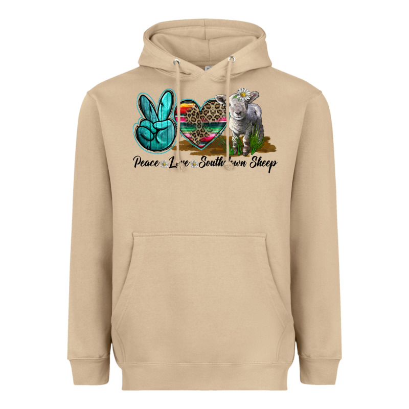 Peace Love Southdown Sheep Heavyweight Hoodie by LillyAllenDesigns | Teevron