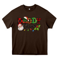 Chocolate Brown Daddy Claus Santa Christmas lights and holly Heavy Core Tee - NancyCooperArtShop
