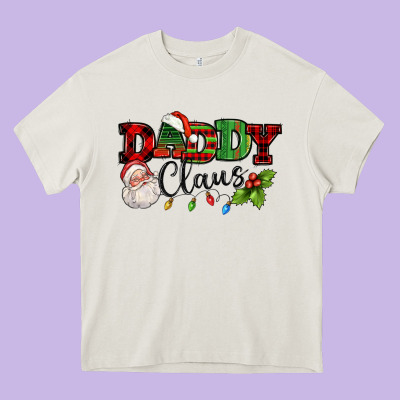 Daddy Claus Santa Christmas Lights And Holly Heavy Core Tee Designed By Nancycooperartshop
