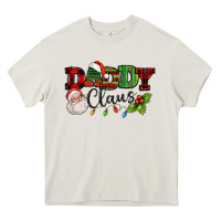 Cream Daddy Claus Santa Christmas lights and holly Heavy Core Tee - NancyCooperArtShop