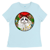 Baby Blue christmas ragdoll  cat Ladies Tee - LillyAllenDesigns