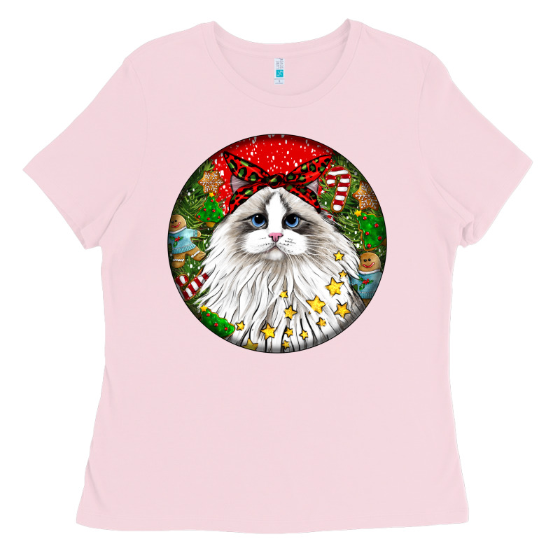 Christmas Ragdoll  Cat Ladies Tee by LillyAllenDesigns | Teevron