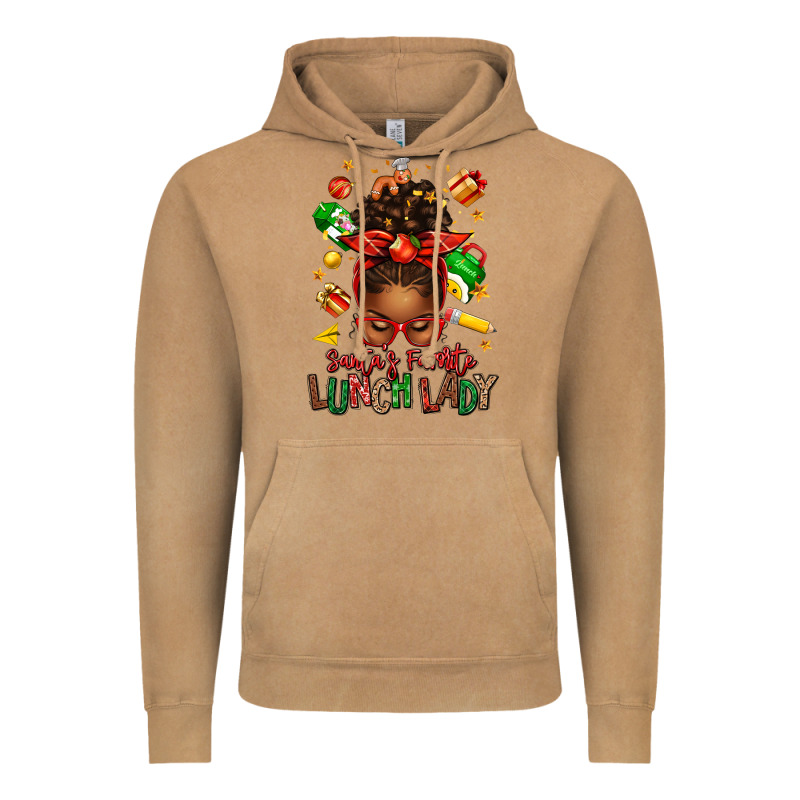 Santas Favorite Lunch Lady Afro Messy Bun Vintage Hoodie by texasbilliewilder | Teevron