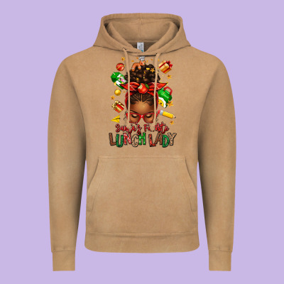Santas Favorite Lunch Lady Afro Messy Bun Vintage Hoodie Designed By Texasbilliewilder