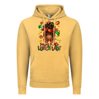 Vintage Mustard santas favorite lunch lady afro messy bun Vintage Hoodie - texasbilliewilder