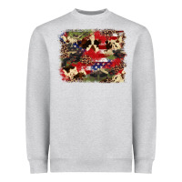 Heather Grey 4th of july american flagcowhide  leopard backgrou Heavyweight Sweatshirt - FaDigitalArtStudio