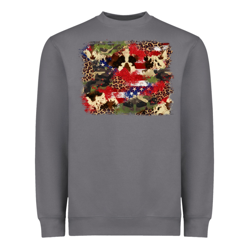 4th Of July American Flagcowhide  Leopard Backgrou Heavyweight Sweatshirt by FaDigitalArtStudio | Teevron