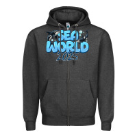 Charcoal Heather Sea World 2025 Zipper Hoodie - CowhideDigitalArt