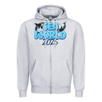 Heather Grey Sea World 2025 Zipper Hoodie - CowhideDigitalArt