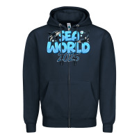 Navy Sea World 2025 Zipper Hoodie - CowhideDigitalArt