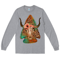 Heather Grey bullskull arrowhead Long Sleeve Tee - Jasminsmagicworld