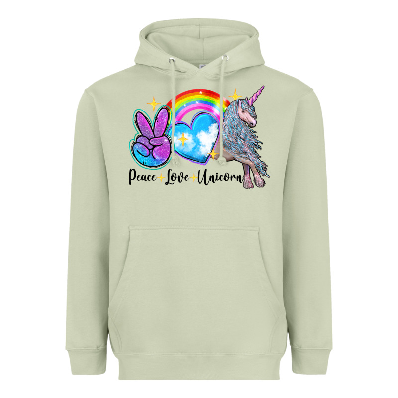 Peace Love Unicorn Heavyweight Hoodie by LillyAllenDesigns | Teevron