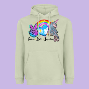 Peace Love Unicorn Heavyweight Hoodie Designed By Lillyallendesigns