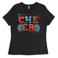 Black Cheer Baseball stitchs Ladies Tee - LillyAllenDesigns