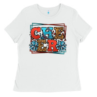White Cheer Baseball stitchs Ladies Tee - LillyAllenDesigns