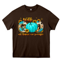Chocolate Brown with god all things are possible  copy Heavy Core Tee - MaliasSmallBusiness