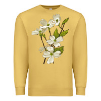 Antique Gold American Dogwood Flower Illustrations Premium Sweatshirt - LillyAllenDesigns