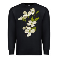 Black American Dogwood Flower Illustrations Premium Sweatshirt - LillyAllenDesigns