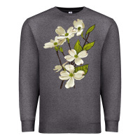 Charcoal Heather American Dogwood Flower Illustrations Premium Sweatshirt - LillyAllenDesigns