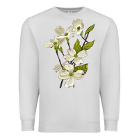 Dove Grey American Dogwood Flower Illustrations Premium Sweatshirt - LillyAllenDesigns