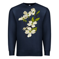 Navy American Dogwood Flower Illustrations Premium Sweatshirt - LillyAllenDesigns
