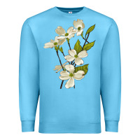 Ocean Blue American Dogwood Flower Illustrations Premium Sweatshirt - LillyAllenDesigns