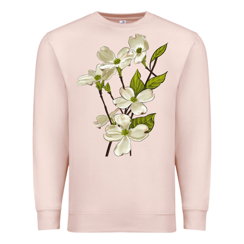 American Dogwood Flower Illustrations Premium Sweatshirt by LillyAllenDesigns | Teevron