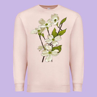 American Dogwood Flower Illustrations Premium Sweatshirt Designed By Lillyallendesigns
