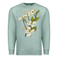 Seafoam American Dogwood Flower Illustrations Premium Sweatshirt - LillyAllenDesigns