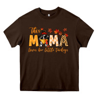 Chocolate Brown this mama loves her little turkeys Heavy Core Tee - MaliasSmallBusiness
