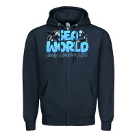 Navy Sea World Family Adventure 2025 Zipper Hoodie - CowhideDigitalArt