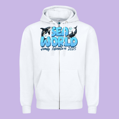 Sea World Family Adventure 2025 Zipper Hoodie Designed By Cowhidedigitalart