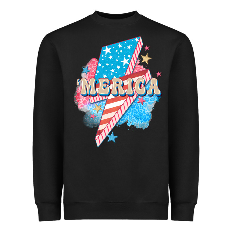 Merica Leopard Lightning Bolt Heavyweight Sweatshirt by FaDigitalArtStudio | Teevron