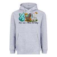 Heather Grey Peace Love Merino Wool Sheep Heavyweight Hoodie - LillyAllenDesigns