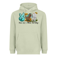 Matcha Peace Love Merino Wool Sheep Heavyweight Hoodie - LillyAllenDesigns