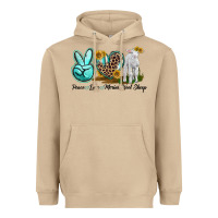 Mushroom Peace Love Merino Wool Sheep Heavyweight Hoodie - LillyAllenDesigns