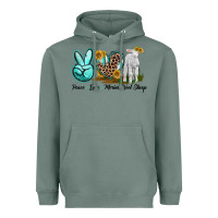 Sage Peace Love Merino Wool Sheep Heavyweight Hoodie - LillyAllenDesigns