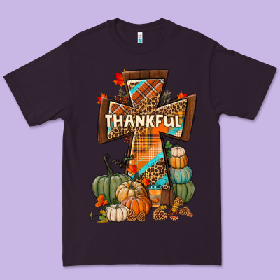 Thankful Fall Cross Premium Tee Designed By Bundleandbundleshop