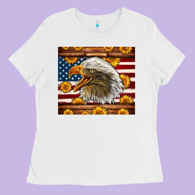 American Flag Eagle Tumbler Ladies Tee Designed By Lillyallendesigns