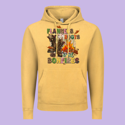 Flannels Boots And Bonfires Vintage Hoodie Designed By Nancycooperartshop