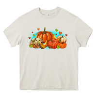 Cream thankful pumpkins Heavy Core Tee - MaliasSmallBusiness