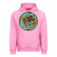 Fuchsia Pink rattlesnake and sunflower Urban Hoodie - BarkalooDesign