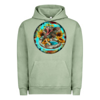 Pigment Oil Green rattlesnake and sunflower Urban Hoodie - BarkalooDesign