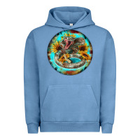 Pigment Pebble Blue rattlesnake and sunflower Urban Hoodie - BarkalooDesign